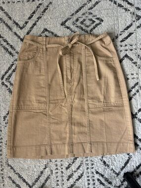 LOFT Tan Tie-Waist Mini Skirt